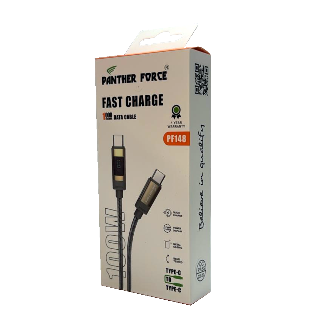 PF148 - Panther Force 100W Type-C to Type-C Cable with LED Indicator