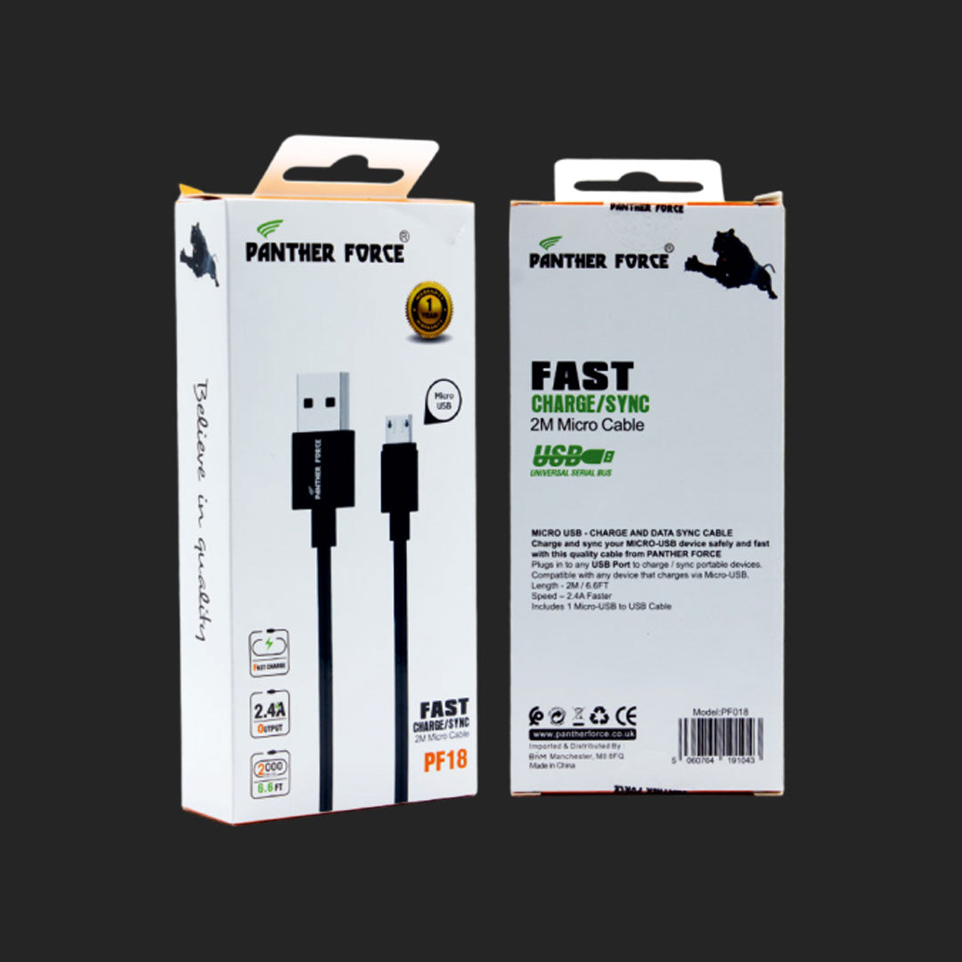 PF18 - Panther Force 2M Cable for Micro USB - Seamless Charging & Data Transfer