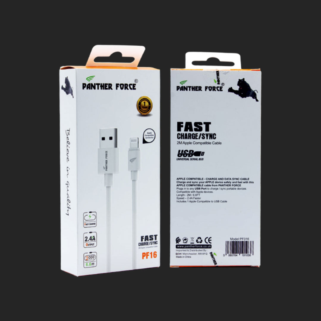 PF16 - Panther Force 2M Cable for iPhone - Fast Charging & High-Speed Data Transfer
