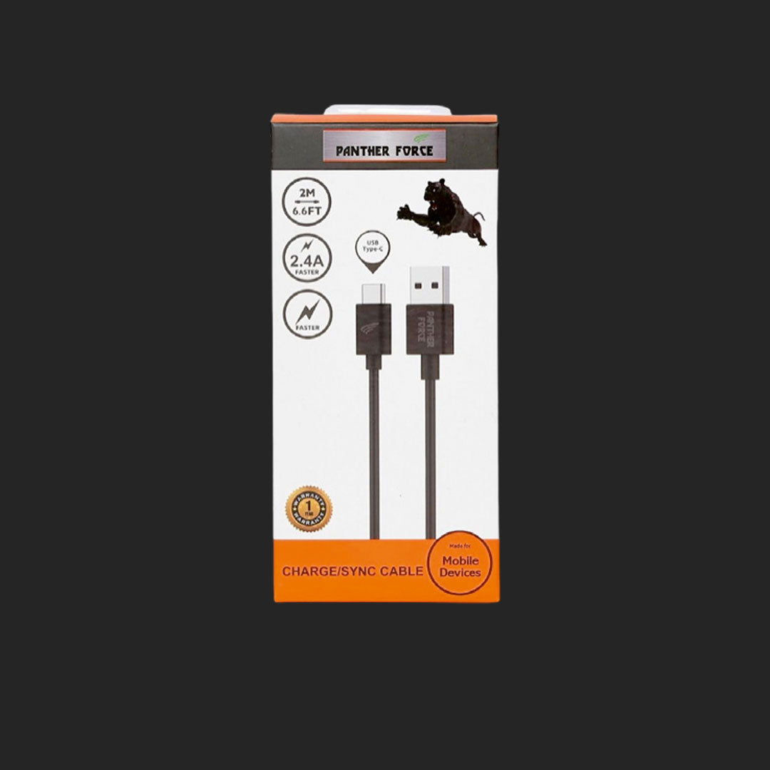 Panther Force - PF20 - 2M Cable for Type-C - Extended Length for Convenient Charging and Syncing