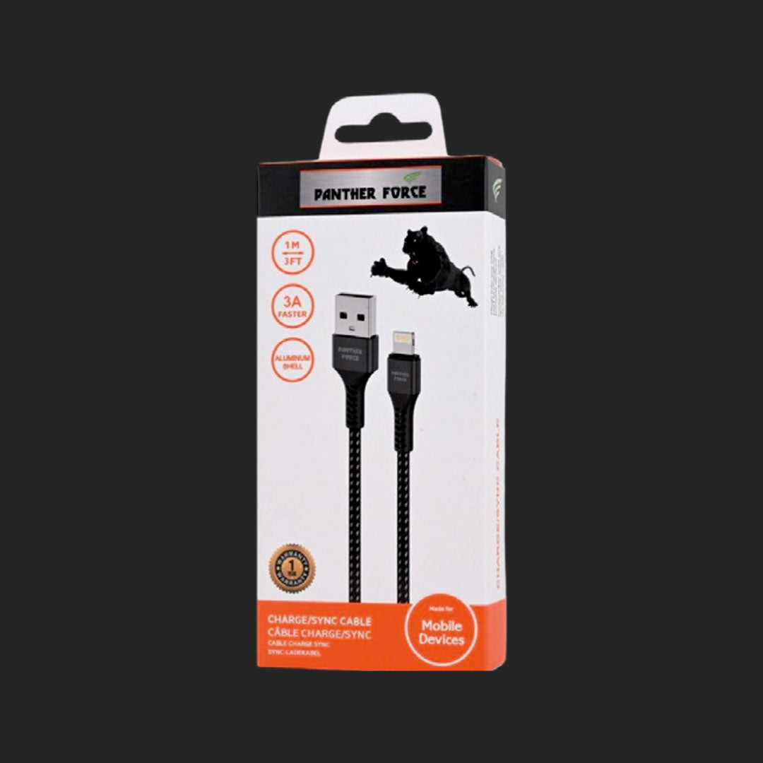 PF12 - Panther Force 3A 1M Cable for iPhone - Fast Charging & Seamless Data Transfer