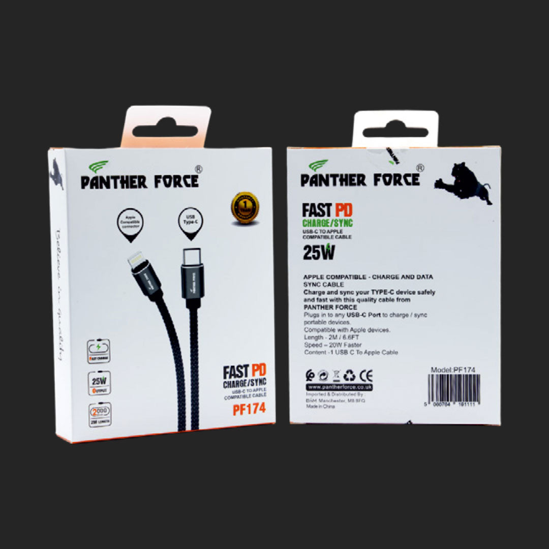 PF174 - Panther Force PD 20W Type-C to iPhone 2M Cable