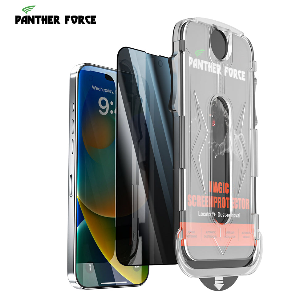 PF03 - Panther Force 8K Magic Privacy Glass Screen Protector with Alignment Frame for iPhone 16