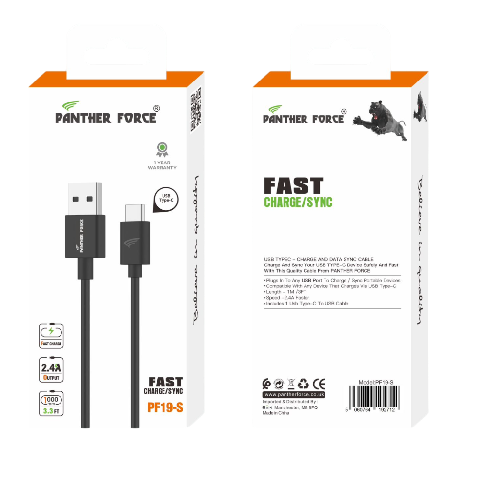 PF19-S - Panther Force Fast Charge/Sync - Seamless Connectivity, Uninterrupted Power