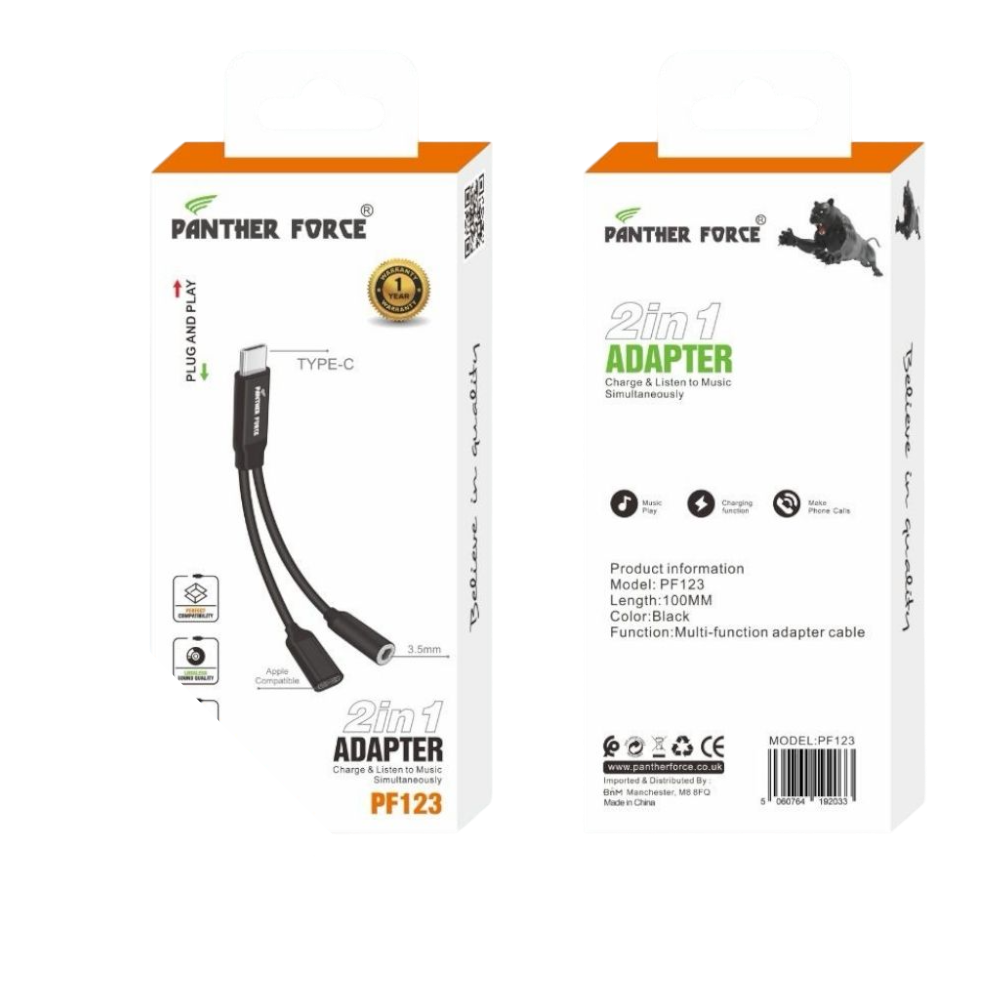 PF123 - Panther Force 2 in 1 Adapter - Fast Charging & Data Transfer
