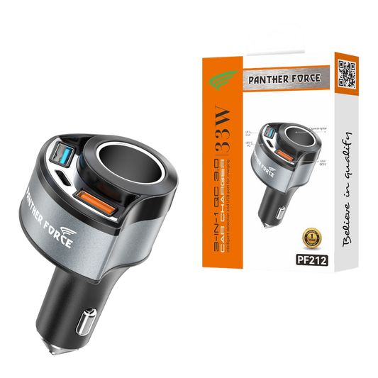 PF212 - Panther Force 4-in-1 Car Charger – Fast Charging | Dual USB Ports