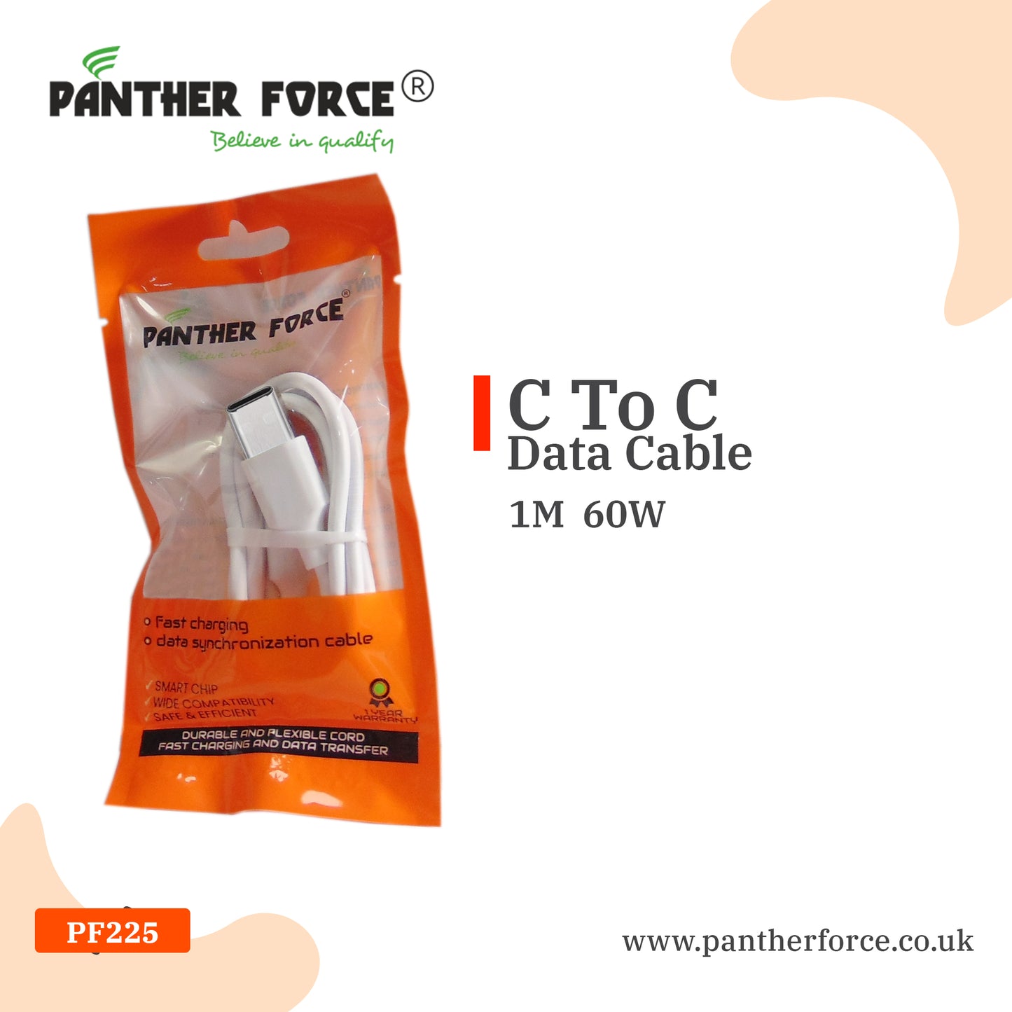 PF228 - Panther Force Type C to C Cable – Poly Bag Pack