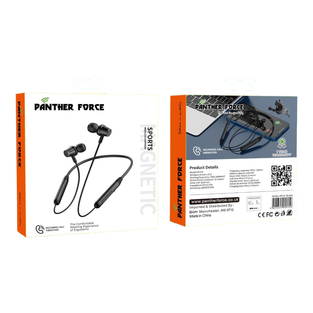PF274 - Panther Force Magnetic Sports Wireless Earphones