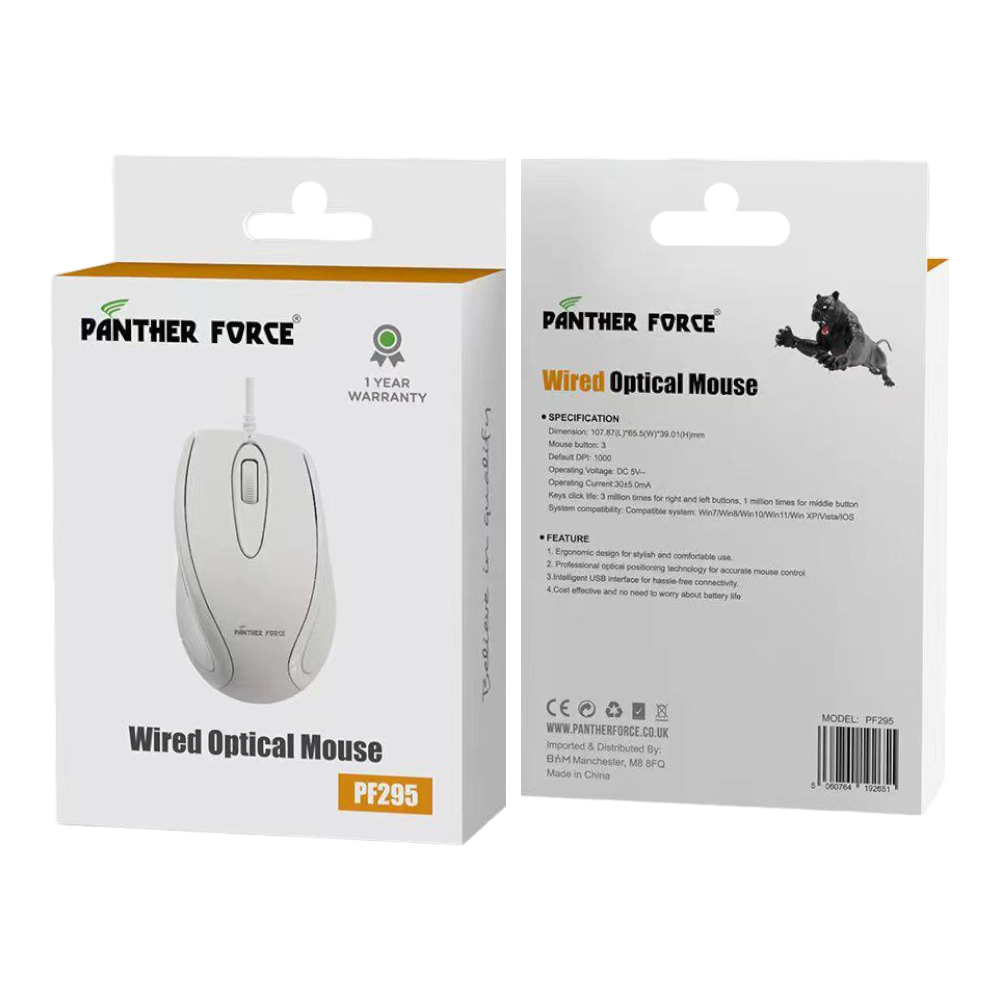 PF295 - Panther Force Wired Optical Mouse – High Precision Plug & Play