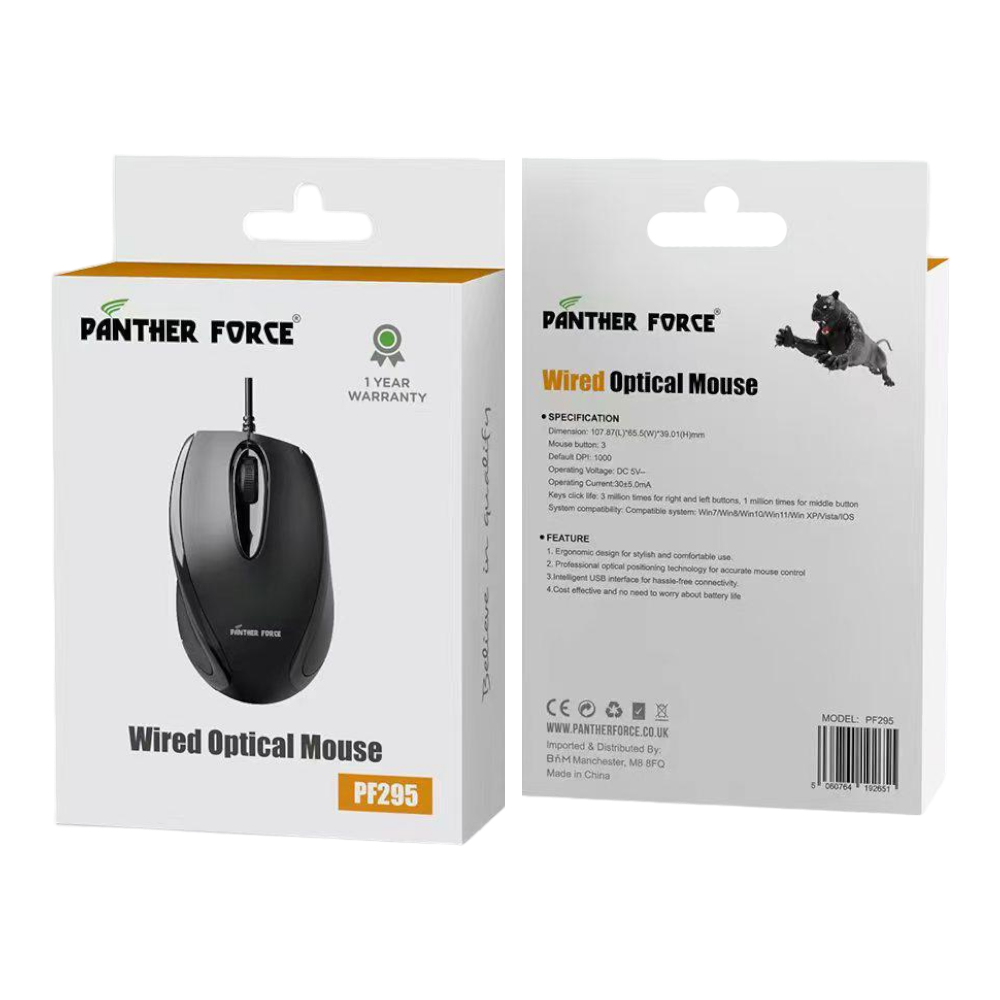 PF295 - Panther Force Wired Optical Mouse – High Precision Plug & Play
