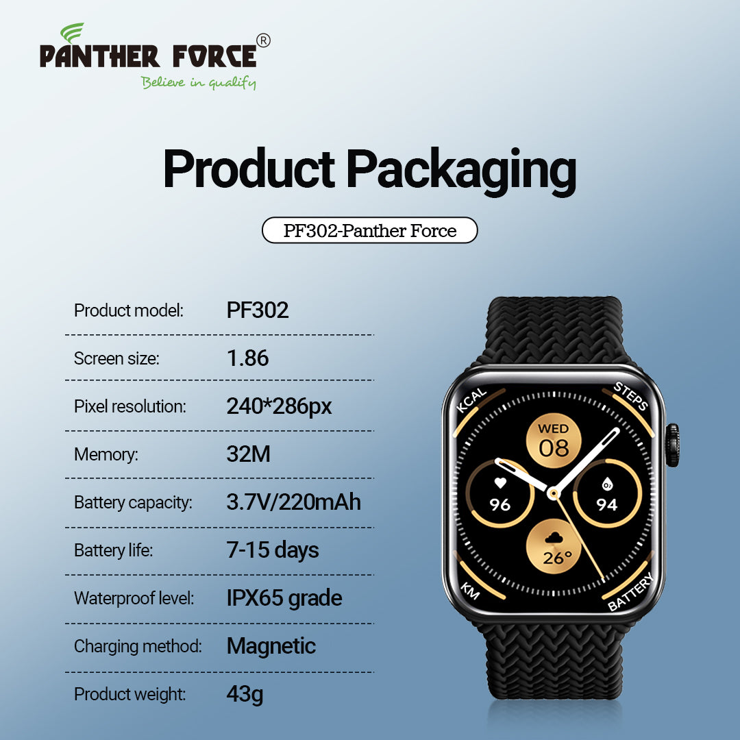 PF302 - Pantherforce 1.86" AMOLED Display Smartwatch