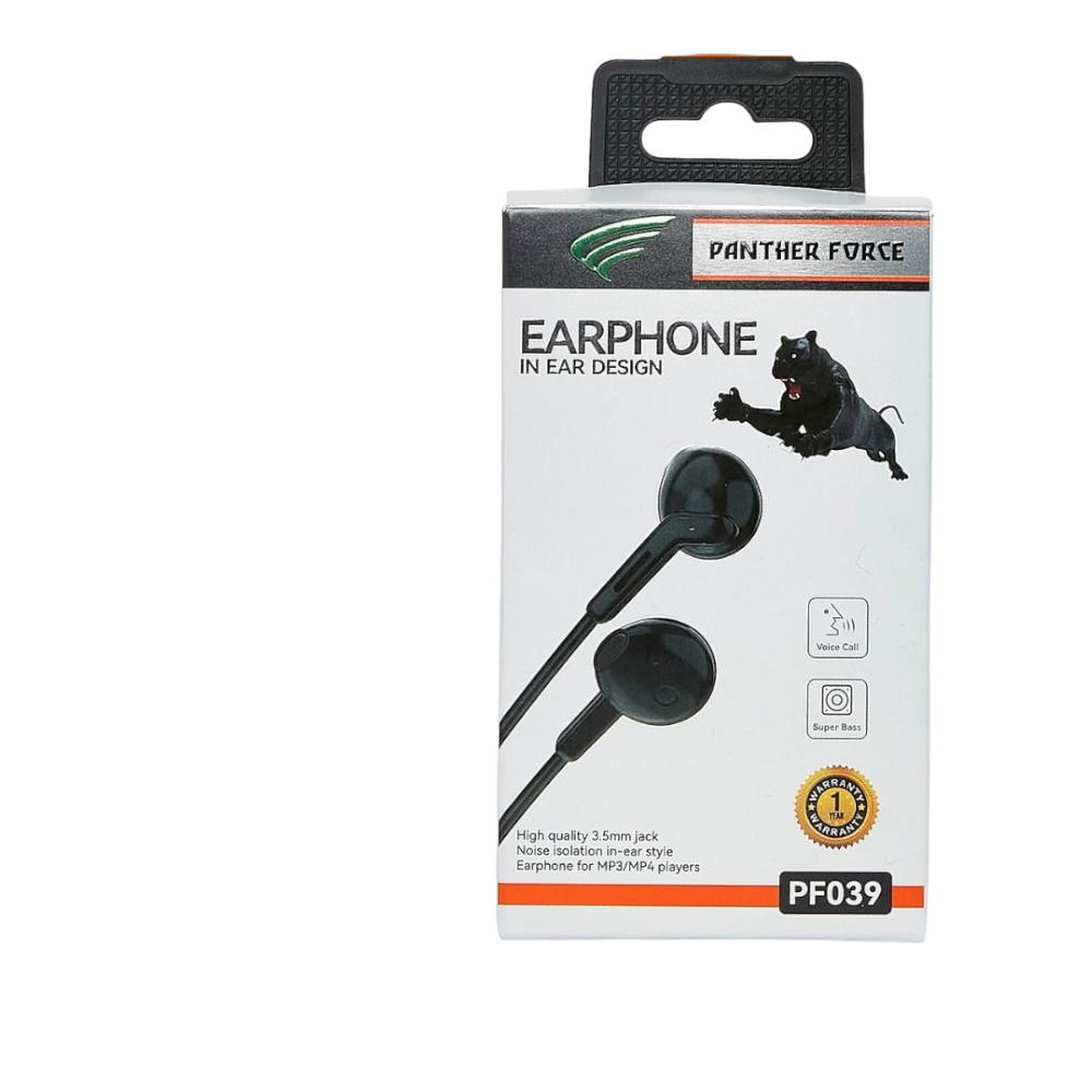 PF39 - Panther Force Stereo Wired Headphones (Black) - High Quality Sound