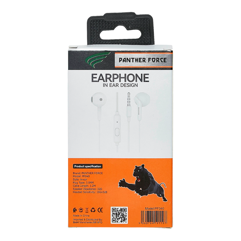 PF40 - Panther Force Stereo Wired Headphones (White) - High Quality Sound