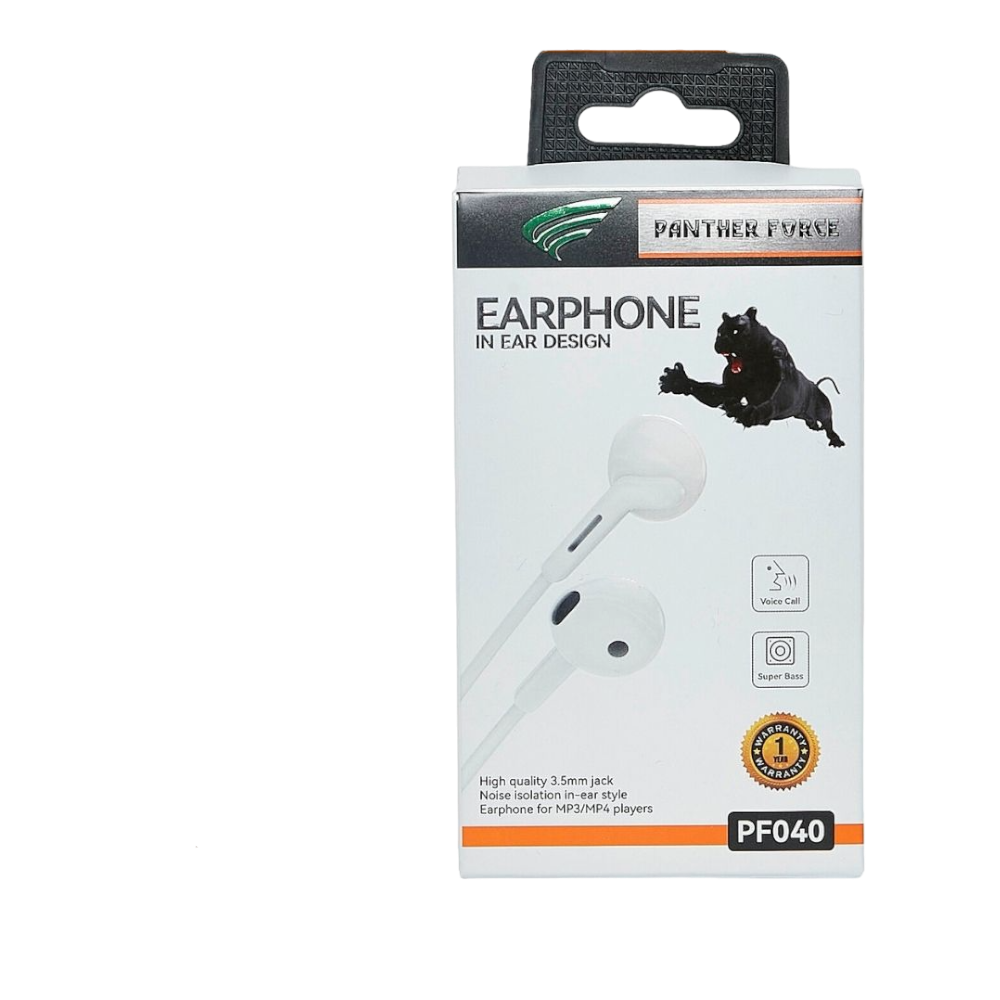 PF40 - Panther Force Stereo Wired Headphones (White) - High Quality Sound