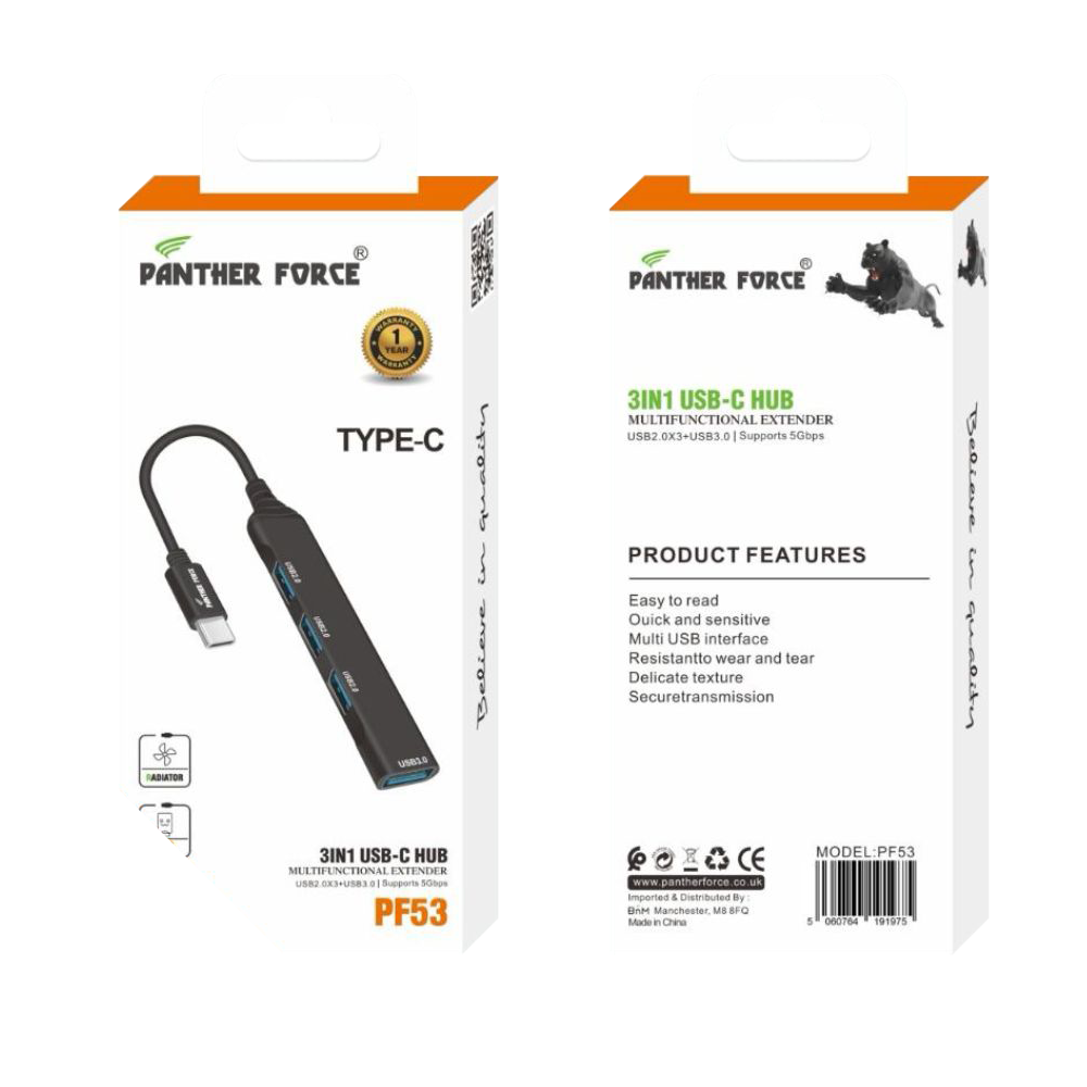 PF53- PANTHER FORCE 3 IN 1 USB-C HUB MULTI FUNCTIONAL EXTENDER