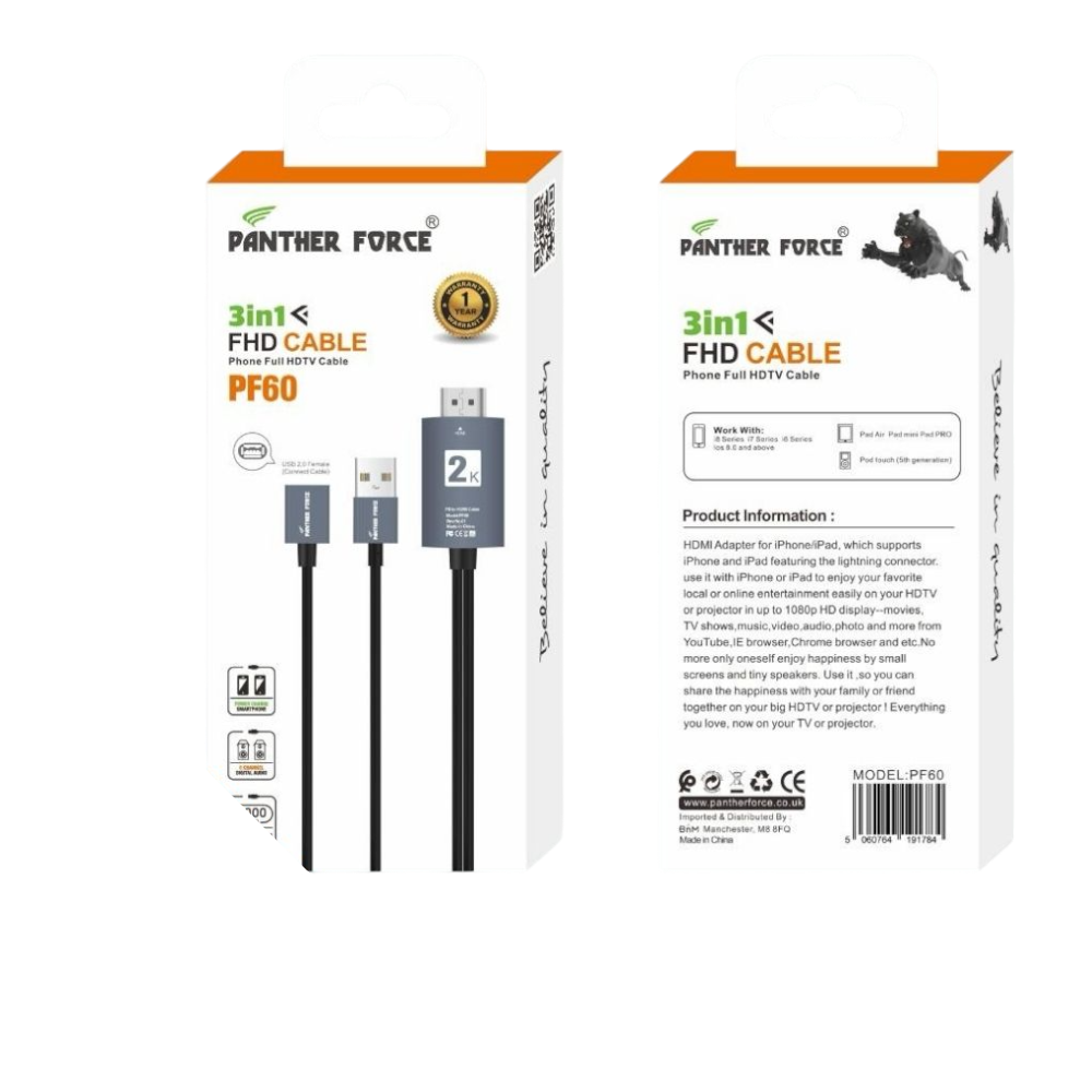 PF60 - Panther Force 3-in-1 Full HD Multi-Function Cable