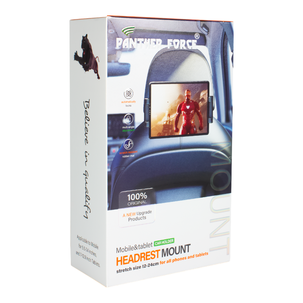 PF64 - Panther Force Headrest Mount | Universal Car Tablet & Phone Holder