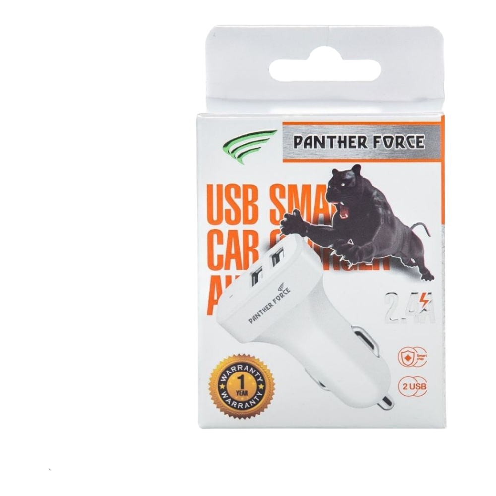 PF71 - Panther Force 2.4A White Dual USB Car Charger