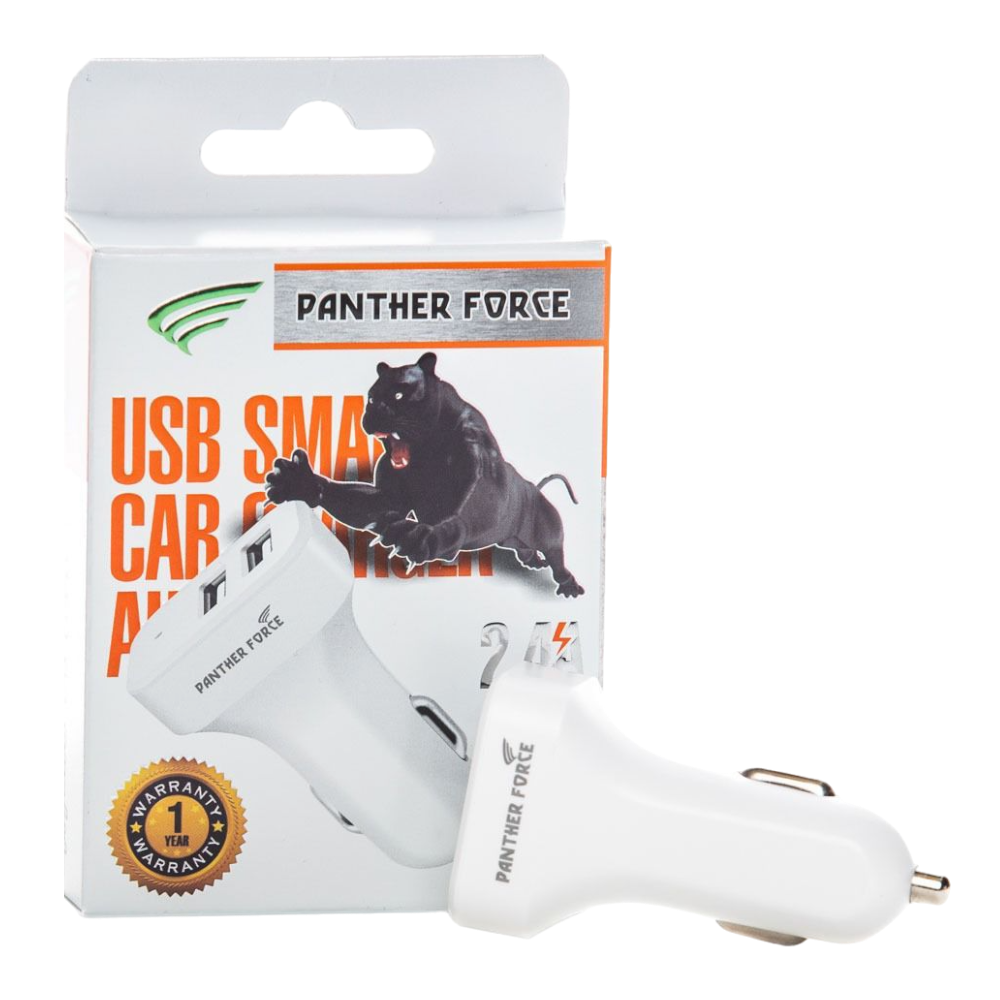 PF71 - Panther Force 2.4A White Dual USB Car Charger