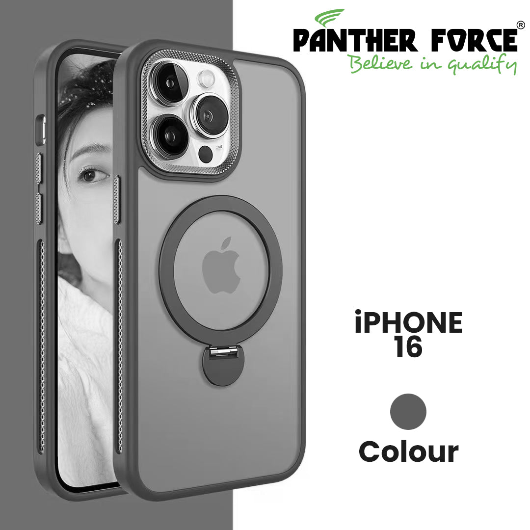 For iPhone16 Luxury Phone Holder Clear Matte Magnetic Wireless Charging Case