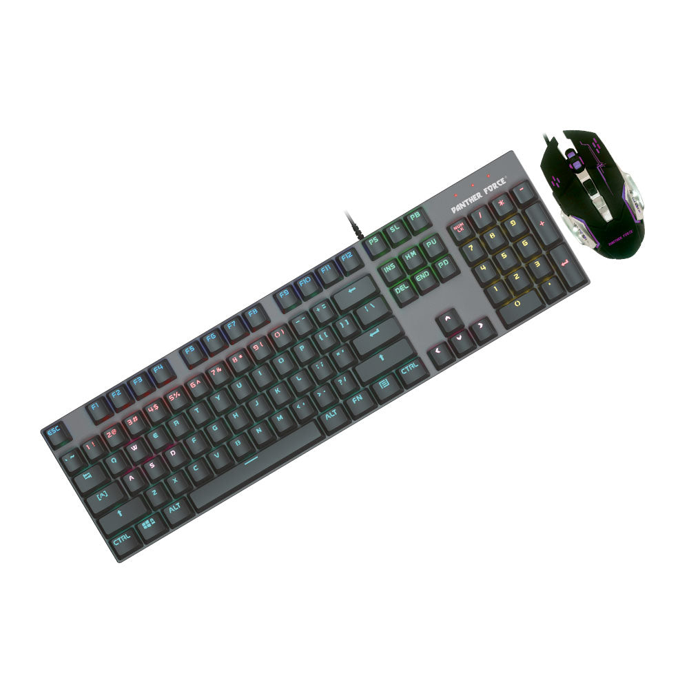 Panther Force Mechanical Gaming Keyboard & Mouse Combo - PF138 - RGB Backlighting, Adjustable DPI, Ergonomic Design, Durable Build, High-Precision Performance