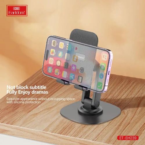 Earldom Metal Base 360° Rotation Desktop Holder Folding Rotatable - EH239 - Black