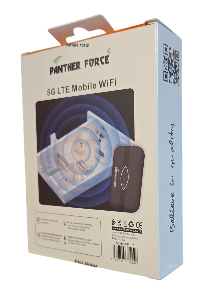 PantherForce Wireless 5G Portable WiFi -PF137 | Ultra-Fast Internet | 12-Hour Battery | Connect 20 Devices | Secure Mobile Hotspot
