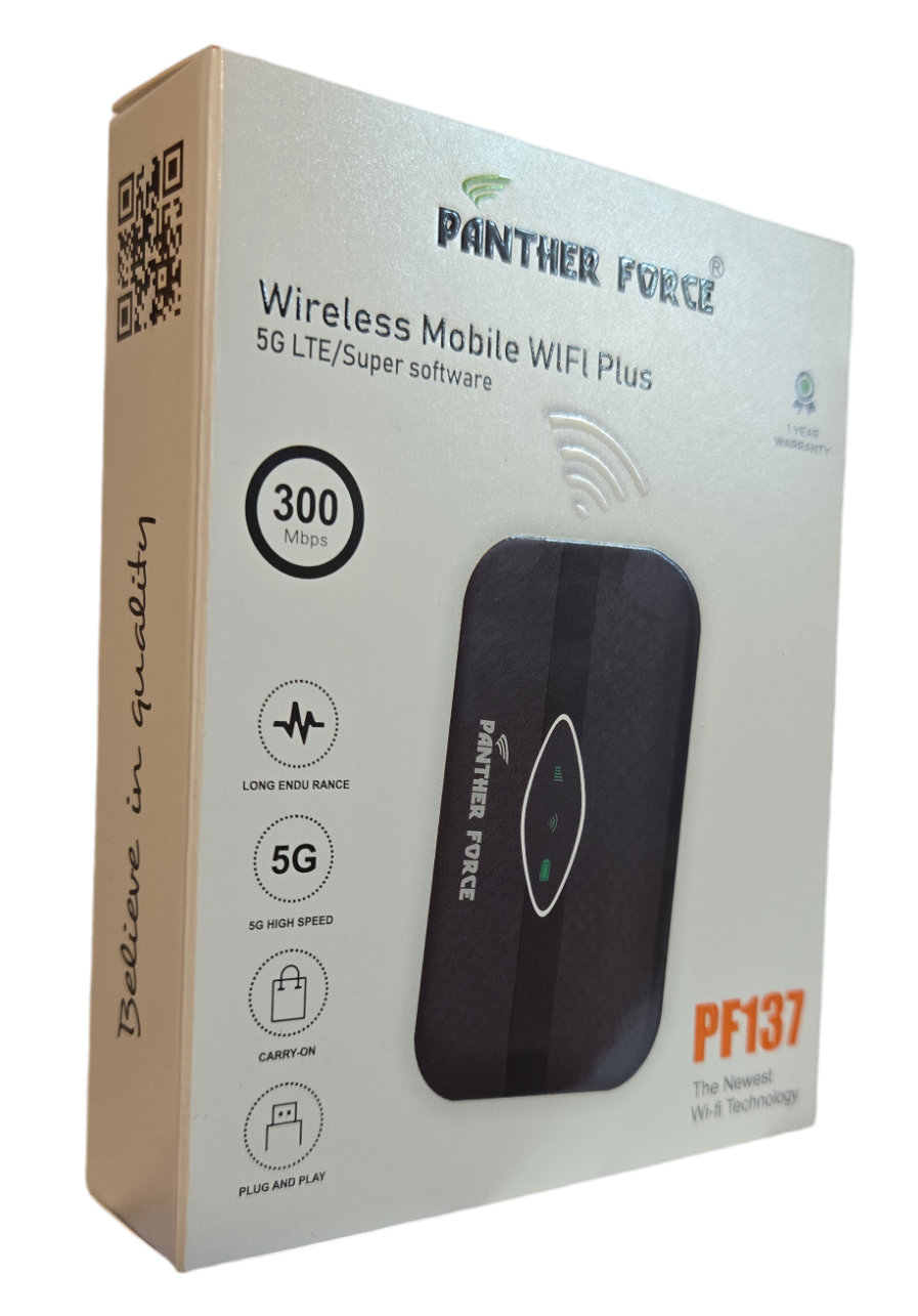 PantherForce Wireless 5G Portable WiFi -PF137 | Ultra-Fast Internet | 12-Hour Battery | Connect 20 Devices | Secure Mobile Hotspot