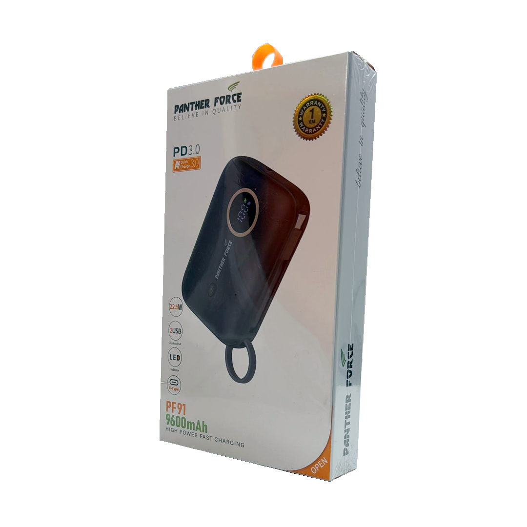 PF91 - Panther Force 9600mAh Power Bank with 22.5W Quick Charge