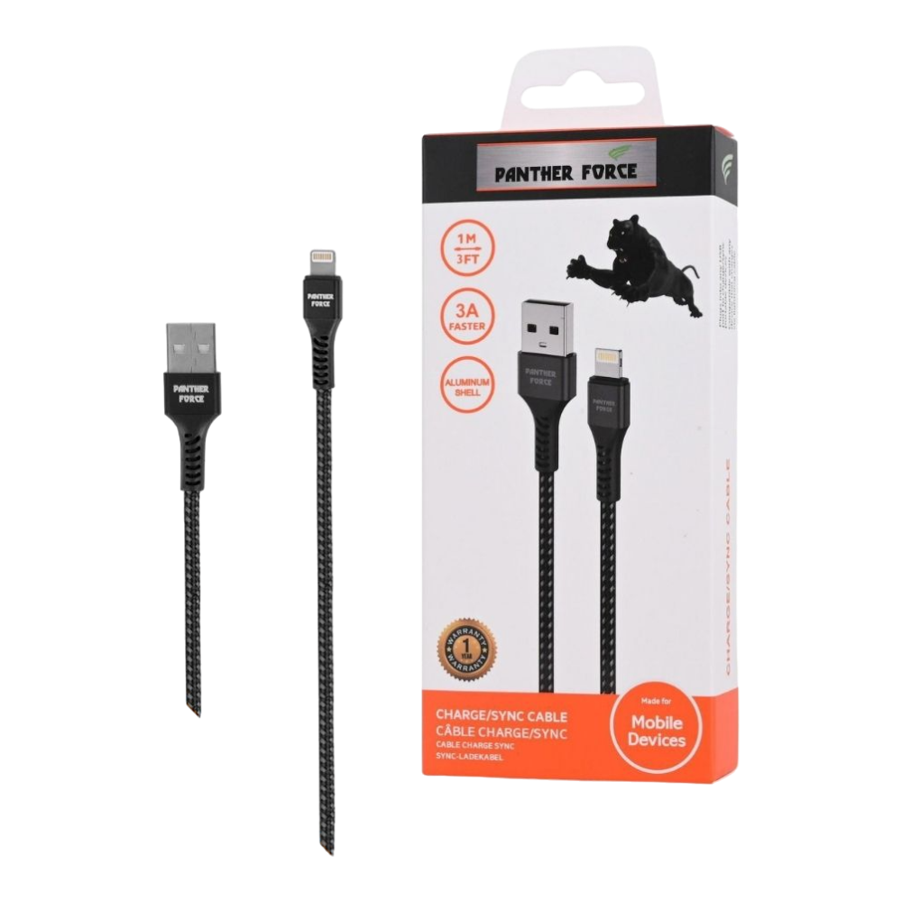 PF12- Panther Force 3A 1M Cable for iPhone - Seamless Connectivity, Uninterrupted Power