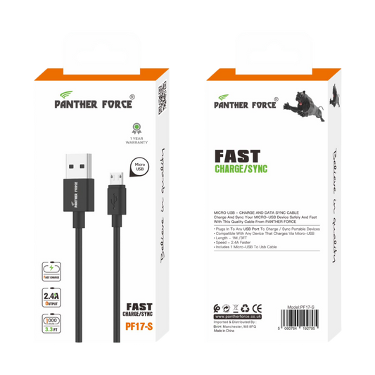 PF17-S- Panther Force Fast Charge/Sync - Fast Charging and Data Transfer for Micro USB Devices