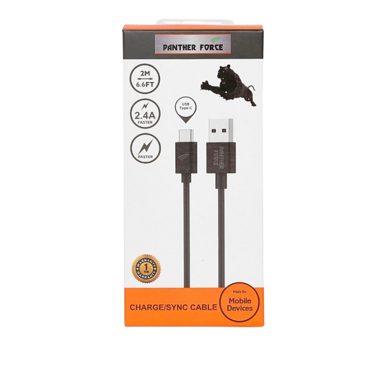 PF20- Panther Force 2M Cable for Type-C - Extended Length for Convenient Charging and Syncing of Your Phone