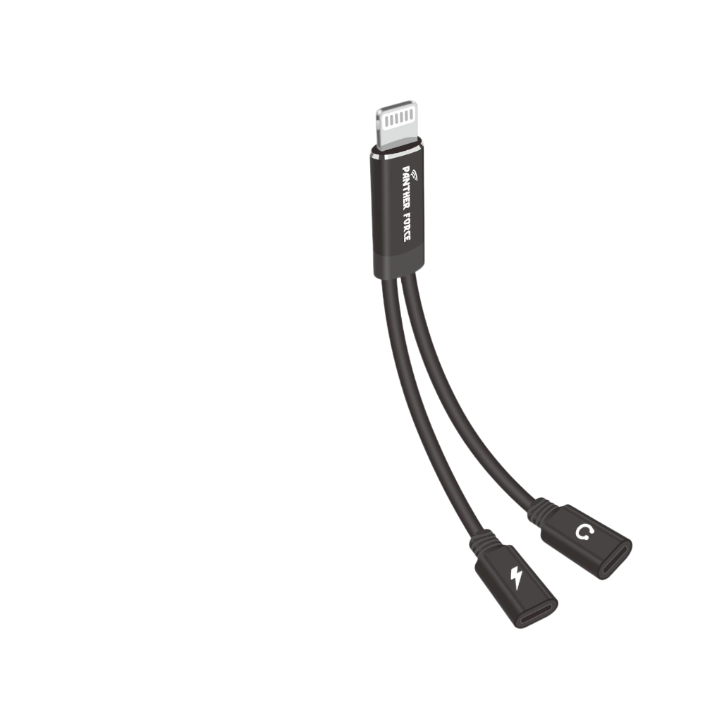 PF124- Panther Force iphone to 2 iphone Jack - Extended Length for Convenient Charging and Syncing of Your Phone