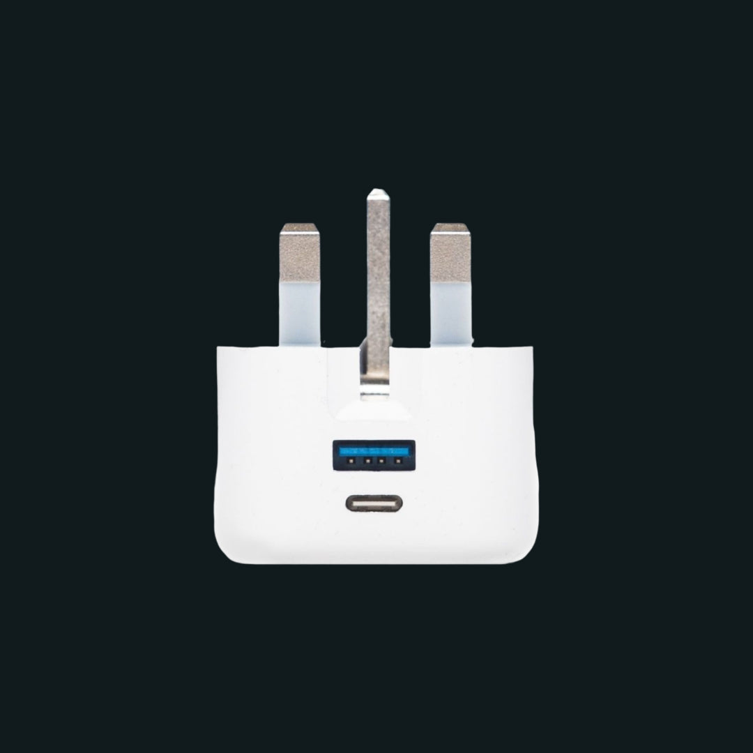 Straight Pin 20W Plug With USB-C & USB-A