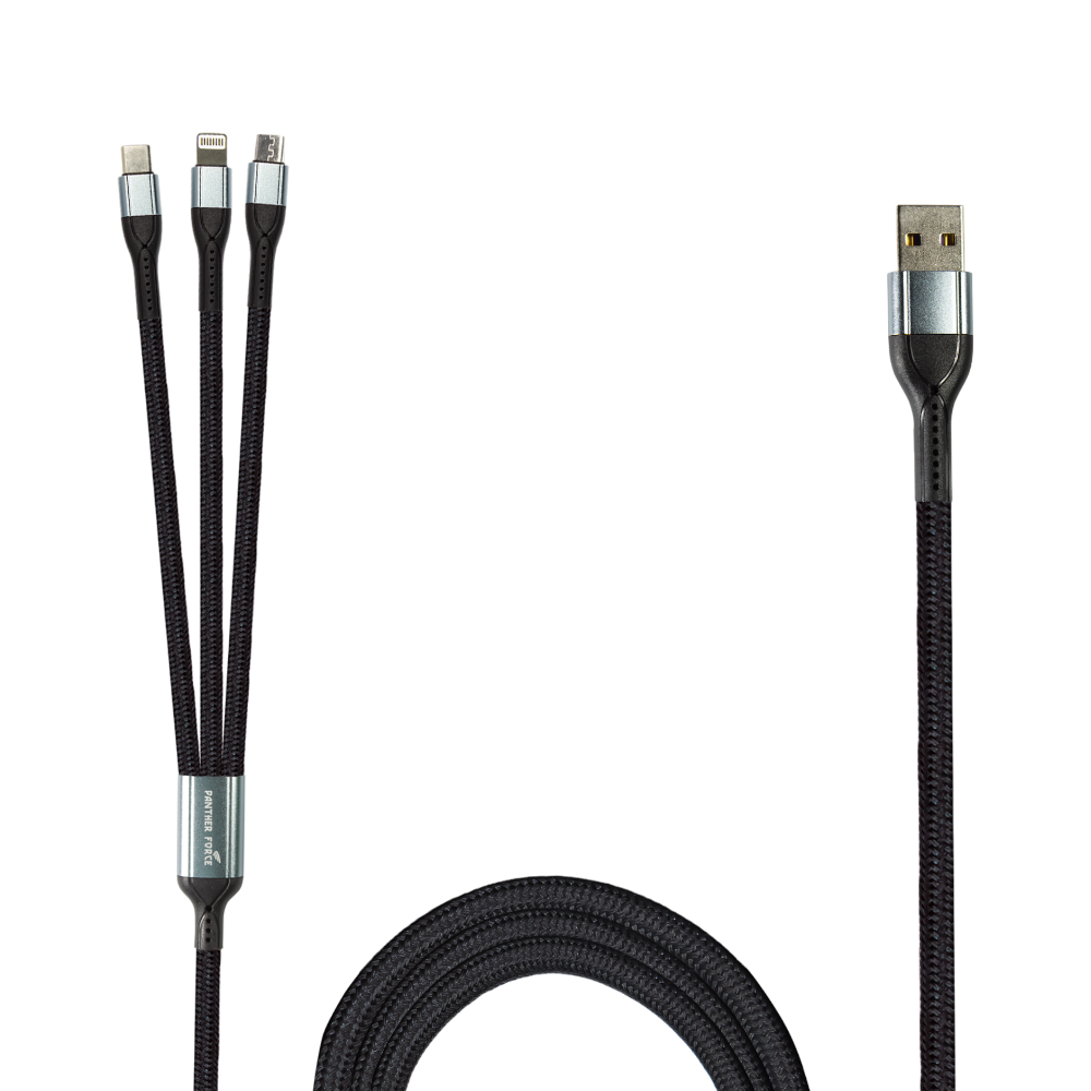 PF168- Panther Force 3 in 1 Cable - Seamless Connectivity, Uninterrupted Power