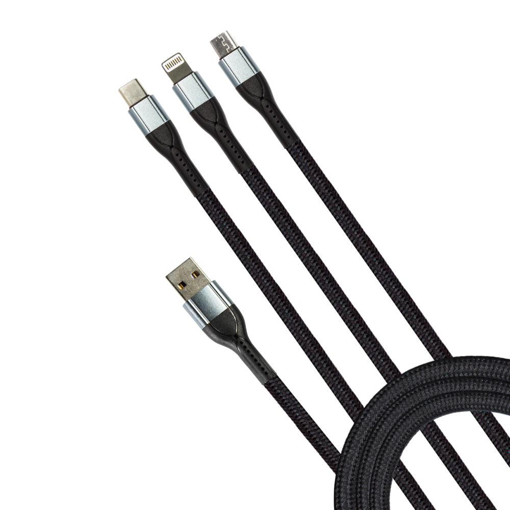 PF168- Panther Force 3 in 1 Cable - Seamless Connectivity, Uninterrupted Power