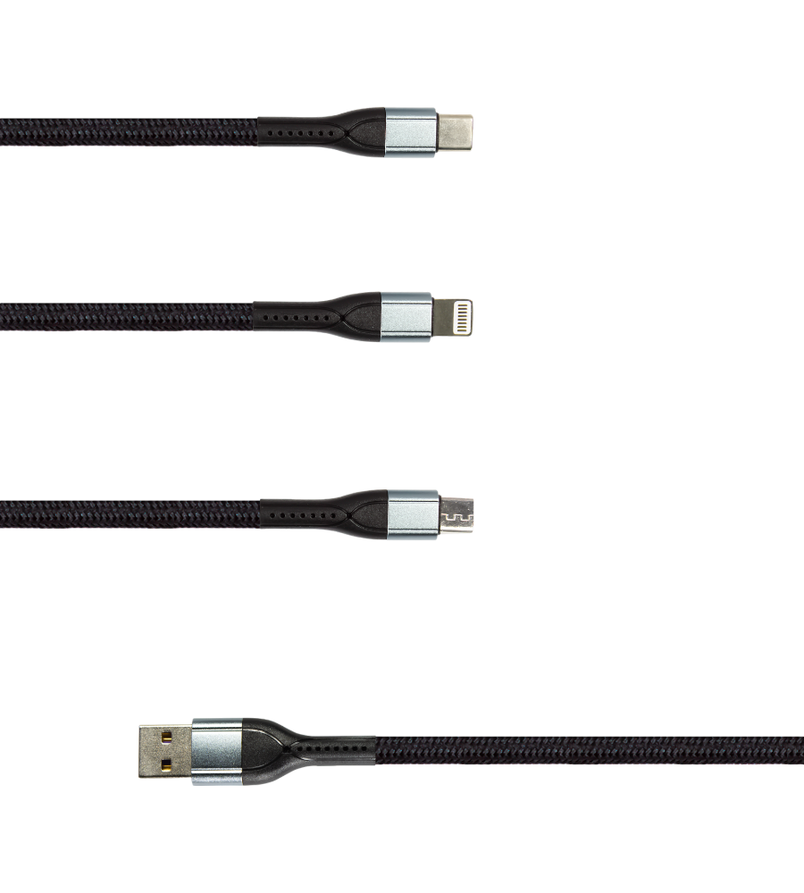 PF168- Panther Force 3 in 1 Cable - Seamless Connectivity, Uninterrupted Power