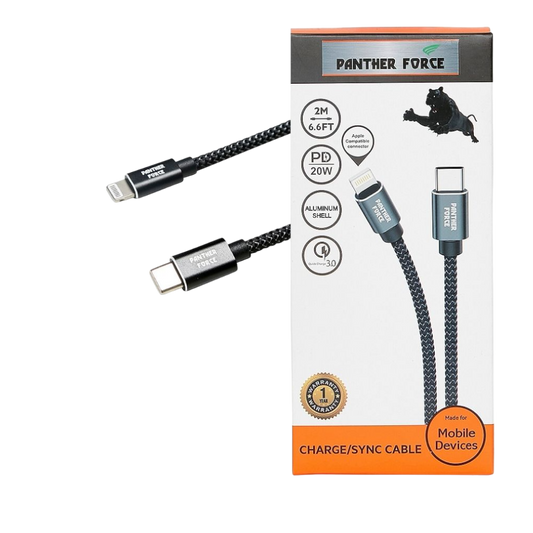 PF174- Panther Force PD20W Type-C to iphone 2M - Seamless Connectivity, Uninterrupted Power