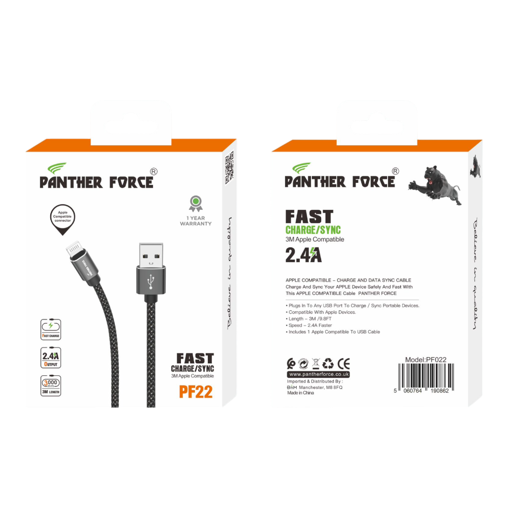 PF192- Panther Force C-C Cable Standard - Fast Charging and Data Transfer for Micro USB Devices