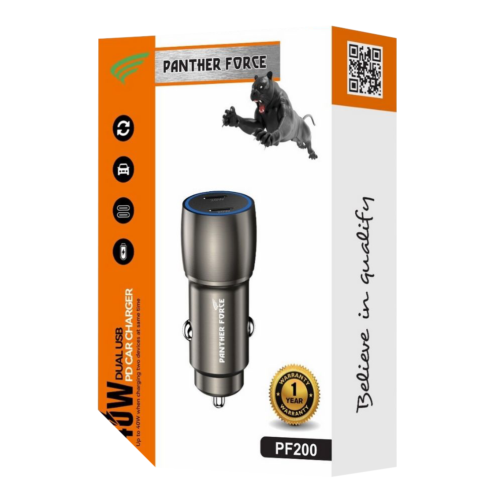 Panther Force 40W Car Charger With 2*C Port - PF200