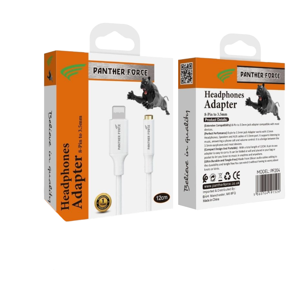 PF204- Panther Force Apple Jack 120mm - Extended Length for Convenient Charging and Syncing of Your Phone