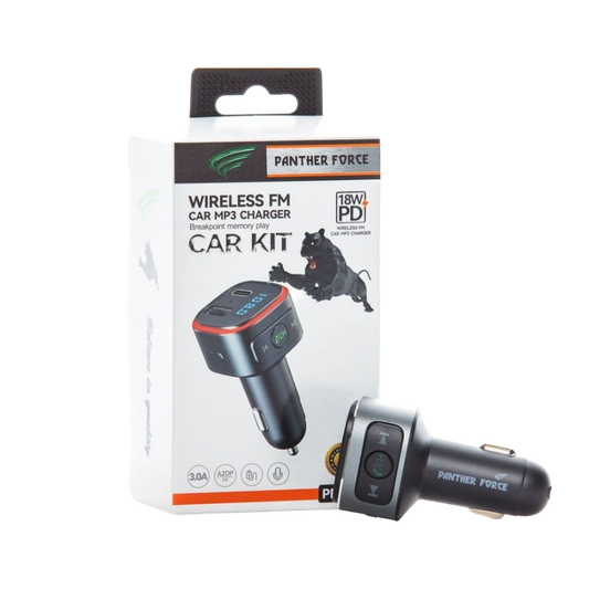 Panther Force 18W Wireless Fm Car Kit With Type-C Car Charger (Multi Light) - PF48