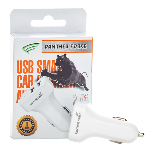 Panther Force 2.4A White Dual USB Car Charger - PF71