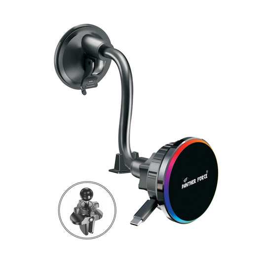 PF311 - 2IN1 WIRELESS MGSAFE CAR CHARGER WITH RECTRABLE CABLE
